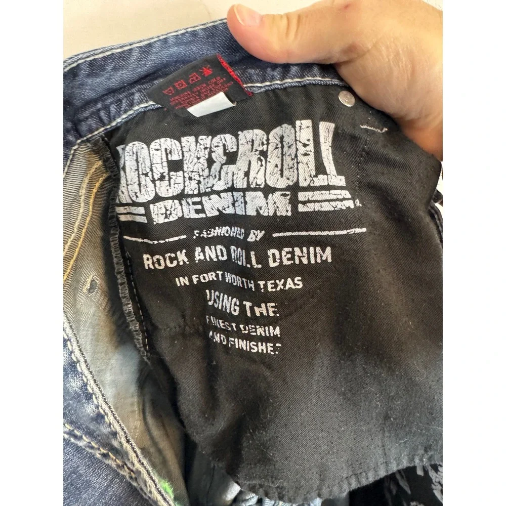 Rock & Roll Cowboy Pistol Straight Leg Jeans Dark Wash Mens 40x32